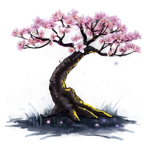 Sakura Tree With Fireflies At Night Png Gst PNG Image