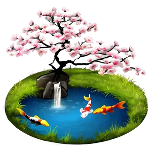 Sakura Tree With Koi Pond Png Mbu63 PNG Image