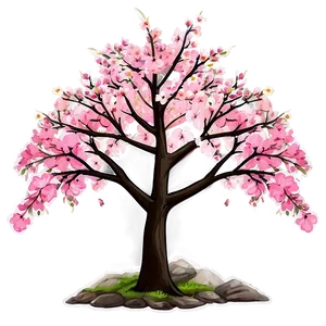 Sakura Tree With Mountain Background Png 06122024 PNG Image