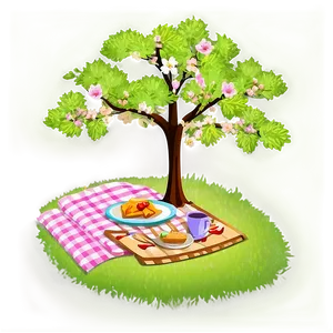 Sakura Tree With Picnic Scene Png Bjy82 PNG Image