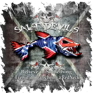 Saltwater Devils Redneck Patriotic Fish PNG Image