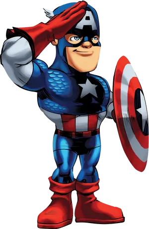 Saluting Superhero Cartoon PNG Image