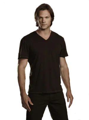 Sam Winchester Standing Pose PNG Image