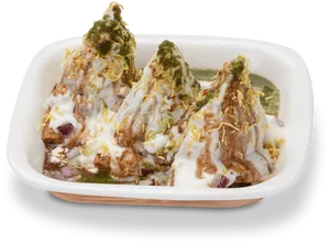 Samosa Chaat Delicious Indian Snack PNG Image