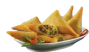 Samosason Plate Fried Snack PNG Image