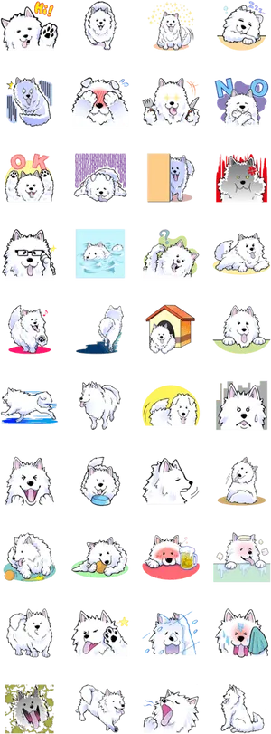 Samoyed Emoticon Set PNG Image