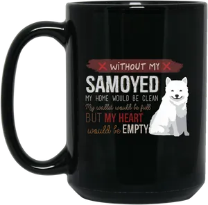 Samoyed Love Black Coffee Mug PNG Image