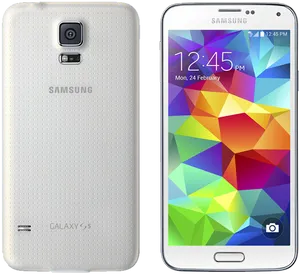 Samsung Galaxy S5 White Front Back PNG Image