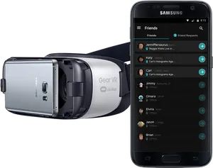 Samsung Gear V R Headsetwith Smartphone PNG Image