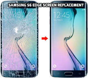 Samsung S6 Edge Screen Replacement Before After PNG Image