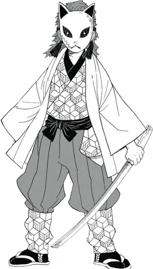 Samurai Cat Manga Character PNG Image