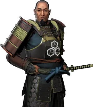 Samurai Warrior Stance PNG Image