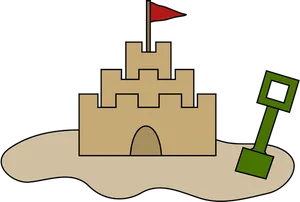 Sandcastleand Shovel Graphic PNG Image