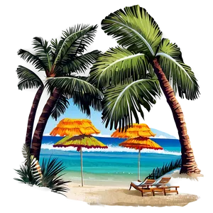 Sandy Beach Sun Loungers Png Dst PNG Image