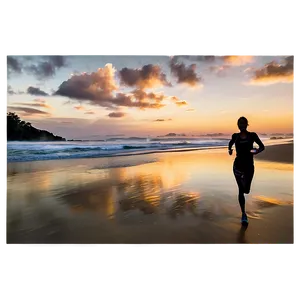 Sandy Beach Sunrise Jogging Png 06242024 PNG Image