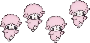 Sanrio Character Pink Sheep Multiple Poses PNG Image