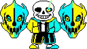 Sans Pixel Artwith Gaster Blaster Twins PNG Image