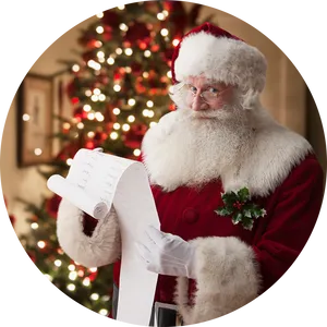 Santa Checking Naughty List PNG Image