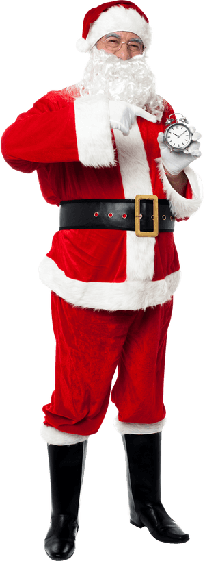 Santa_ Claus_ Holding_ Clock PNG with transparent background