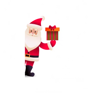 Santa Claus Holding Gift Happy New Year PNG Image