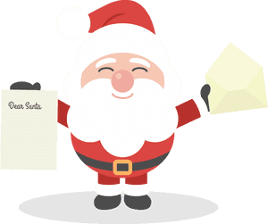 Santa Claus Holding Letterand Envelope PNG image with transparent background