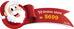 Santa Claus Online Store Promo Banner PNG Image