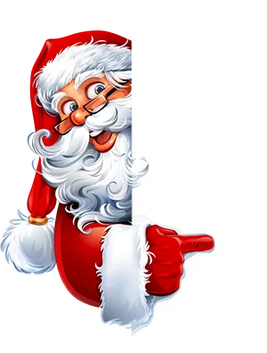 Santa Claus Peeking Around Blank Sign PNG Image