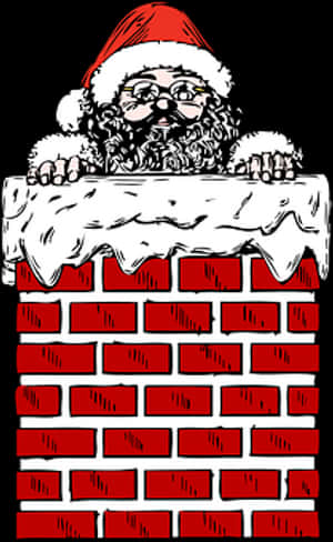 Santa Claus Peeking From Chimney PNG image with transparent background