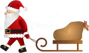 Santa Claus Pulling Sleigh PNG with transparent background