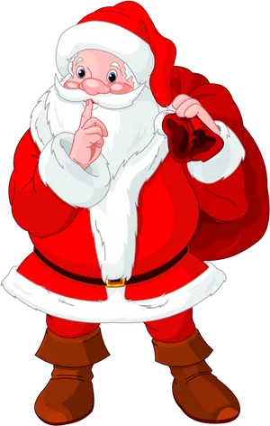 Santa Claus Shushing Cartoon PNG Image