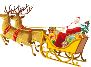 Santa Claus Sleigh Reindeer Christmas Eve PNG Image