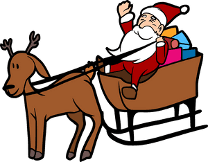 Santa Claus Sleigh Ride Cartoon PNG with transparent background
