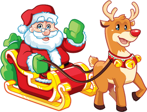 Santa_ Claus_with_ Reindeer_and_ Sleigh PNG image with transparent background