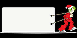 Santa Elf Pushing Blank Sign PNG image with transparent background