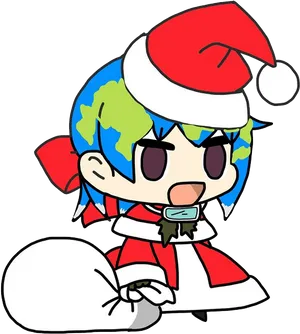 Santa Hat Earth Chan Emoji.png PNG Image