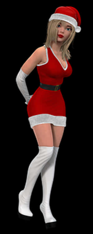 Santa Hat Female Character3 D Model PNG image with transparent background