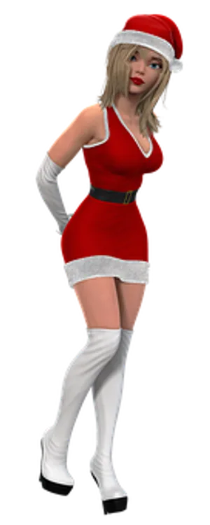 Santa Hat Female Character3 D Model PNG Image