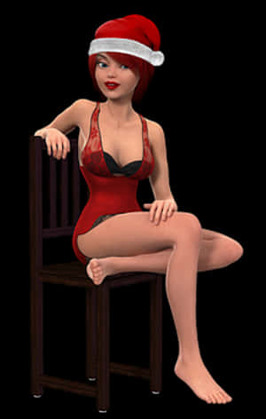 Santa Hat3 D Character Red Dress PNG image with transparent background