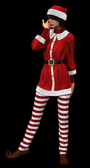 Santa Inspired Fashion Model PNG image with transparent background