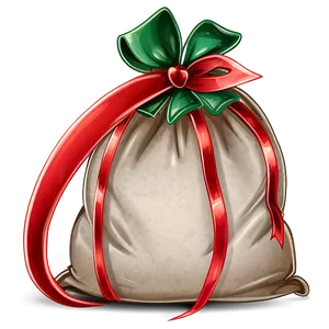 Santa Sack With Ribbon Png Oks PNG Image