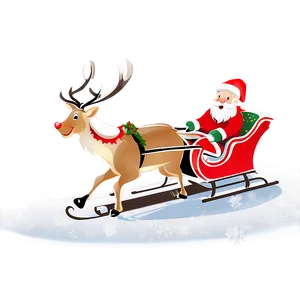 Santa Sleigh And Reindeer In Snow Png Bwe PNG Image