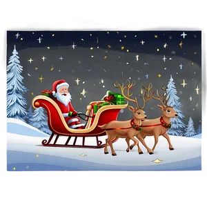 Santa Sleigh And Reindeer On Starry Night Png 06282024 PNG Image