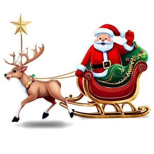 Santa Sleigh And Reindeer With Bells Png 74 PNG Image