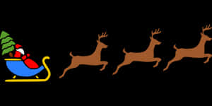 Santa Sleigh Reindeer Silhouette PNG image with transparent background