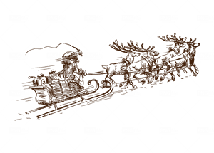 Santa Sleigh Reindeer Silhouette PNG image with transparent background