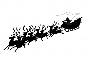 Santa Sleigh Silhouette Flying PNG with transparent background