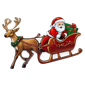 Santa Sleigh With Reindeer In Flight Png 64 PNG Image