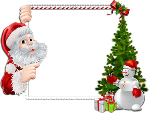 Large Christmas Png Frame With Santa And Snowman - Christmas Png Background, Transparent Png PNG image with transparent background