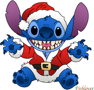 Santa Stitch By Fishlover - Christmas Lilo And Stitch, HD Png Download PNG with transparent background
