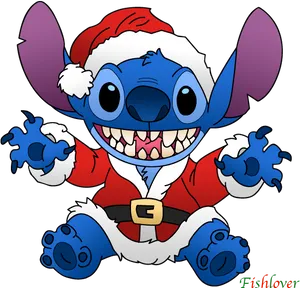 Santa Stitch Celebration PNG Image